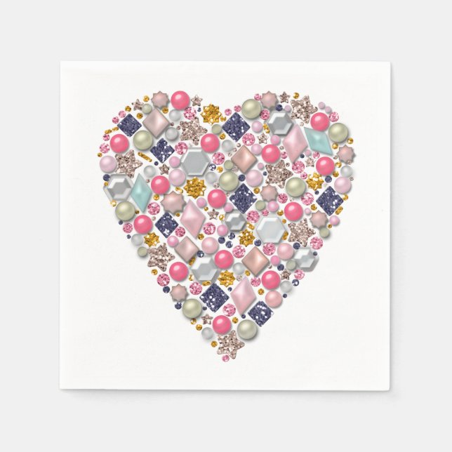 Heart of beads, heart napkin (Front)
