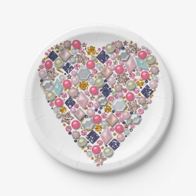 Heart of beads, heart paper plate (Front)