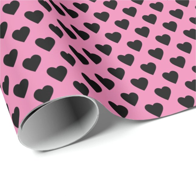 Heart of black on pink wrapping paper (Roll Corner)