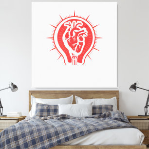 Heart of Brilliance - Anatomical Heart Lightbulb C Canvas Print