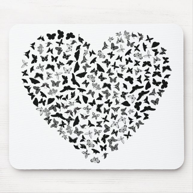 Heart of butterflies mouse mat (Front)