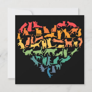 Heart of Cats Cat Lover Colourful Pets Invitation