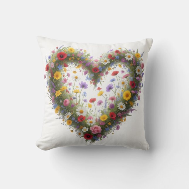 Heart of colorful wildflowers - cushion (Front)