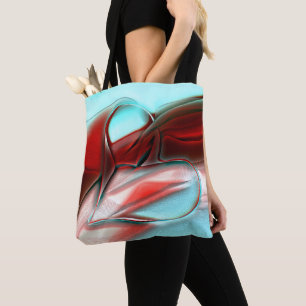 Heart of crystal lines over sandy mountain texture tote bag