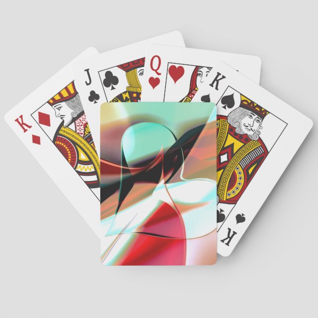 heart of crystalline lines mixed in abstract curve playing cards (Back)