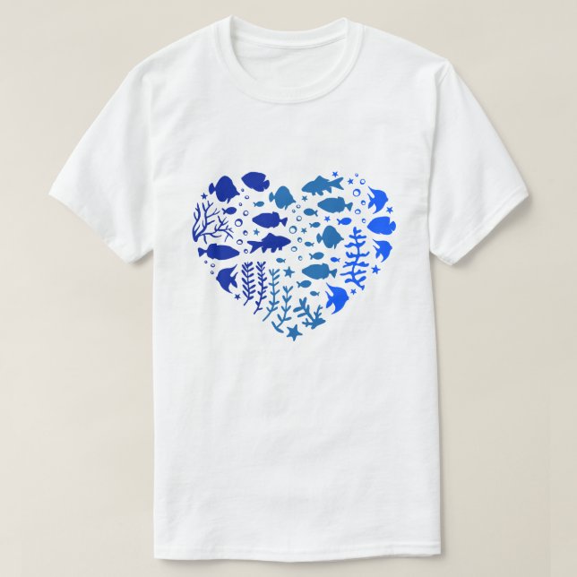 Heart of fish, Lovely Gift For Fish Lovers T-Shirt (Design Front)