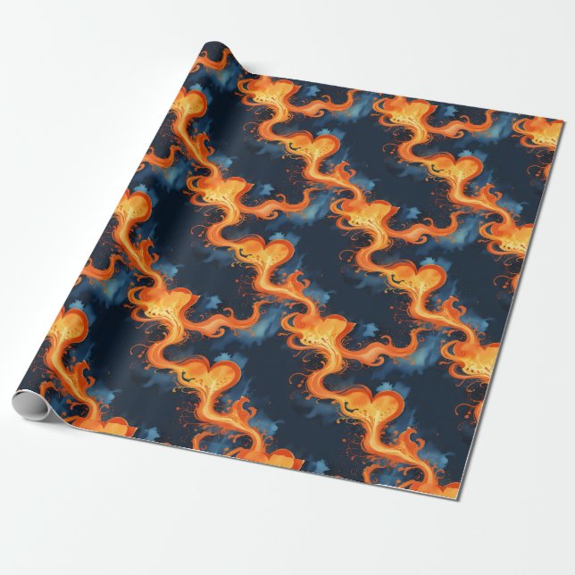Heart of Flames Fire & Skies  Wrapping Paper (Unrolled)