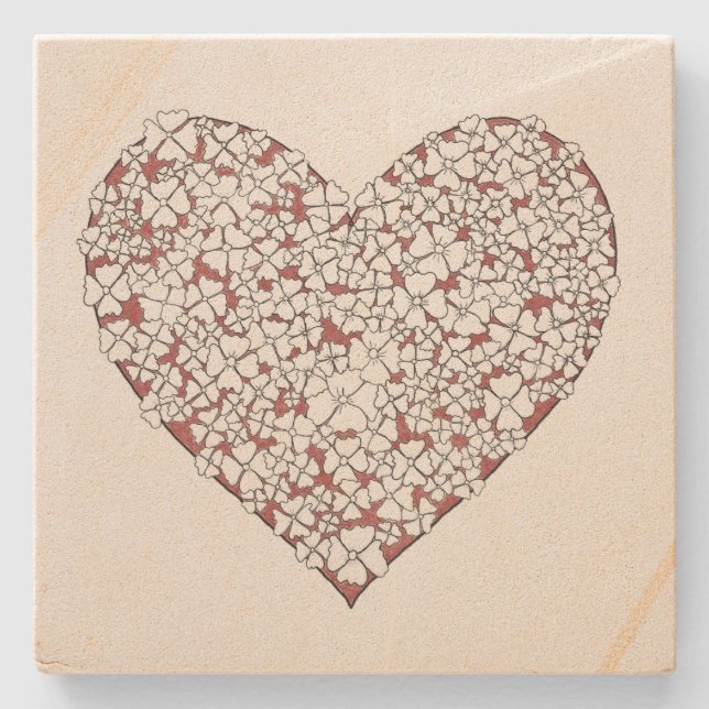 Heart of Flowers Stone Coaster (Front)