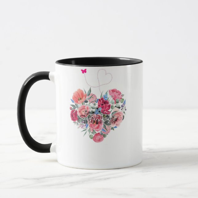 Heart of Flowers – watercolor bouquet Mug (Left)