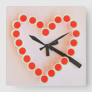 heart of glasses on square wall clock
