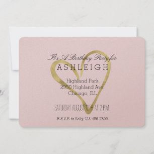 Heart of Gold birthday Invitation