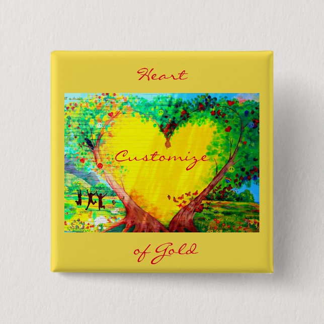heart of gold customised 15 cm square badge (Front)