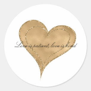 Heart of Gold Glam Glitter Classic Round Sticker