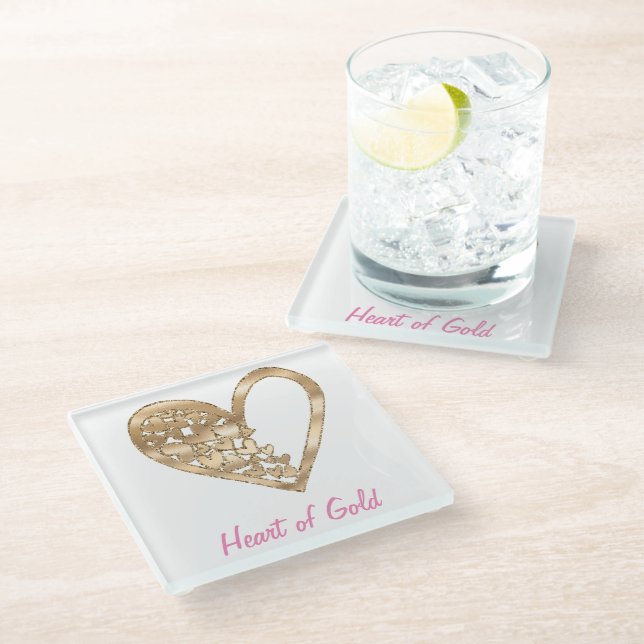 Heart of Gold Glass Coaster (Angled)