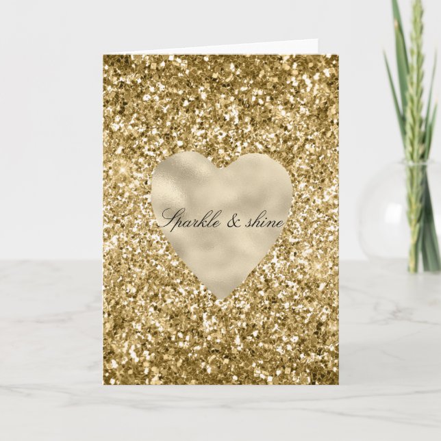 Heart of Gold Glitter Personalised  Card (Front)