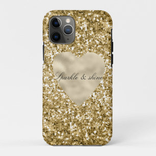 Heart of Gold Glitter Personalised iPhone 11 Pro Case