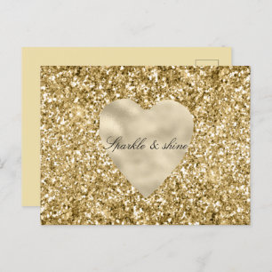 Heart of Gold Glitter Personalised Postcard