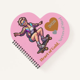 Heart of Gold Nerves of Steel Retro Heart Journa Notebook