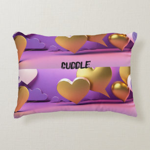 "Heart of Gold: Pink Accent Pillow" Decorative Cushion
