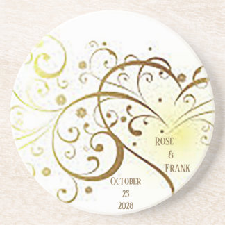 Heart of Gold Stone Coaster Wedding Favour