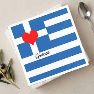 Heart of Greece Napkins, patriotic, Greek Flag Napkin