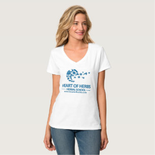 Heart of Herbs Herbal School Logo V-Neck T-Shirt