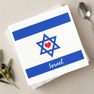 Heart of Israel Napkins, patriotic, Israeli Flag Napkin