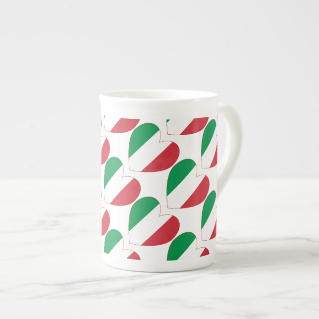 Heart of Italy Flag Tiled Bone China Mug (Front Right)
