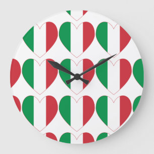 Heart of Italy Flag Tiled Large Clock
