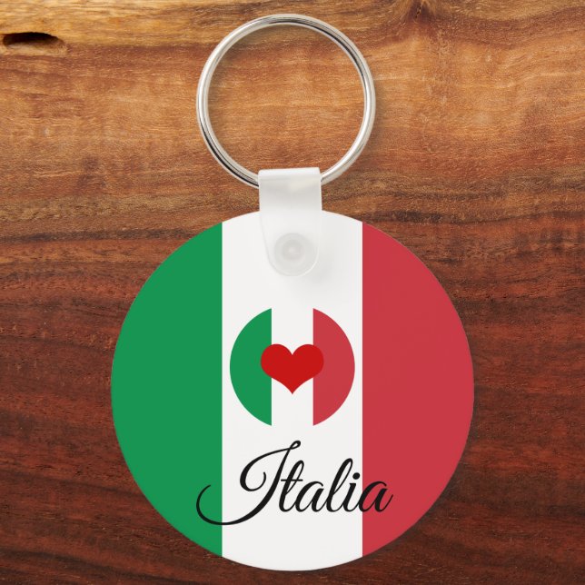 Heart of Italy & Italian Flag, Love / Red Heart Key Ring (Front)