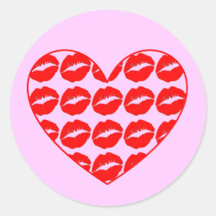 Heart of Kissy Lips Classic Round Sticker