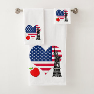 Heart of Liberty: A New York Patriotic Design Bath Towel Set