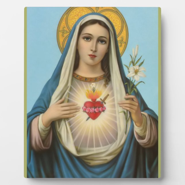 Heart of Mary Our Lady Holy Maria Mother of God Plaque (Front)