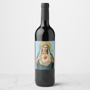 Heart of Mary Our Lady Holy Maria Mother of God Wine Label