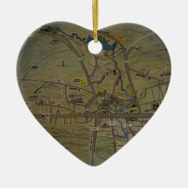 Heart of New Braunfels, Texas Ceramic Tree Decoration (Front)
