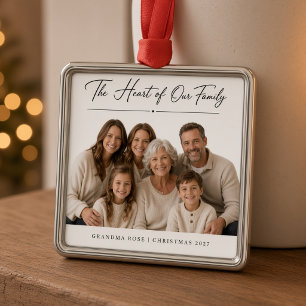 Heart of Our Family Personalised Grandma Family  Metal Tree Decoration