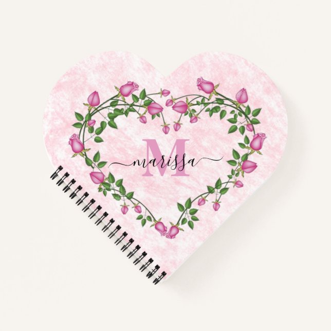 Heart of pink floral notebook  (Front)