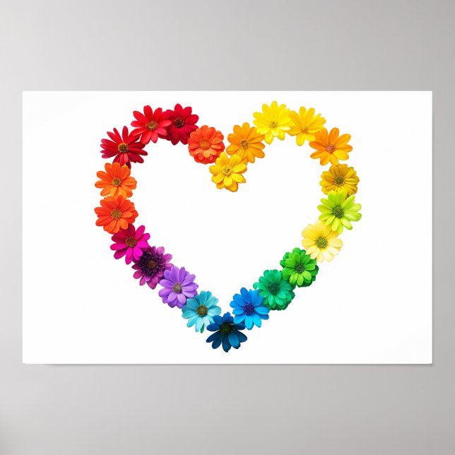 Heart of Pride Made with Rainbow Flowers Poster (Front)