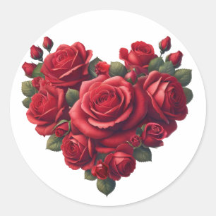 Heart of Roses - Romantic Floral Art Classic Round Sticker