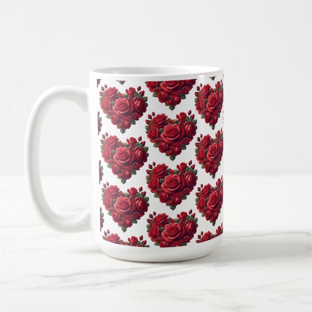 Heart of Roses - Romantic Floral Art Coffee Mug (Left)
