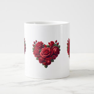 Heart of Roses - Romantic Floral Art Large Coffee Mug
