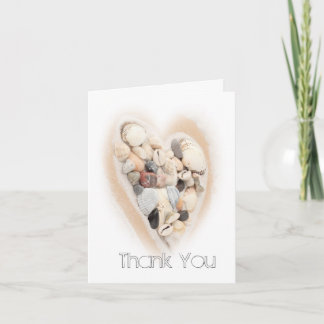 Heart of Seashells Beach Wedding Photo Thank You Card