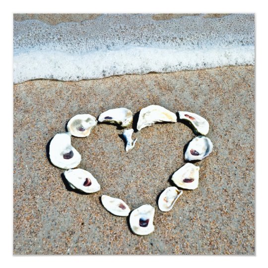 Heart of Seashells on the Beach Bridal Shower Card