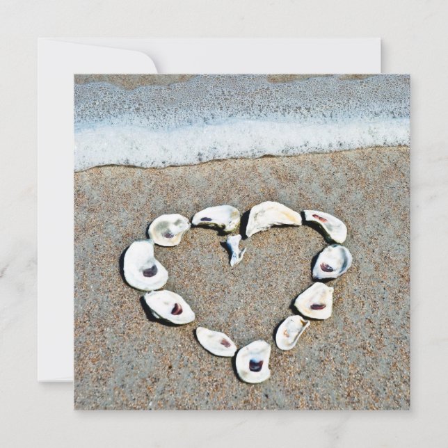 Heart of Seashells on the Beach Bridal Shower Invitation (Front)