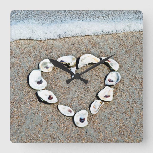 Heart of Seashells on the Beach Clock (Front)