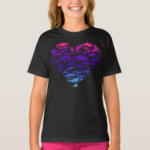 Heart of Sharks Shark Lover Colorful Sea Life T-Sh T-Shirt