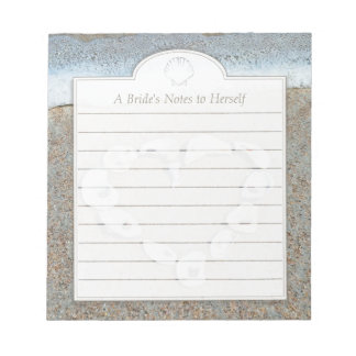 Heart of Shells on the Beach Brides Notepad