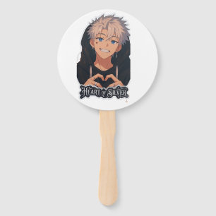 Heart of Silver Anime Boy Aesthetic Heart Hands Hand Fan