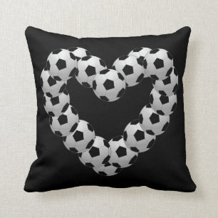 Heart of Soccer Ball Euro Futbol on Black Cushion