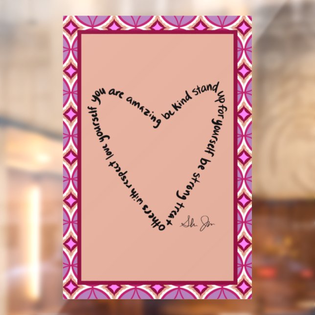 Heart of Strength Calligram Window Cling (Sheet 2)